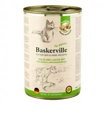 Баскервіль Консерви для котів з телятиною і лососем, пастернак, крес-салат 41122 фото