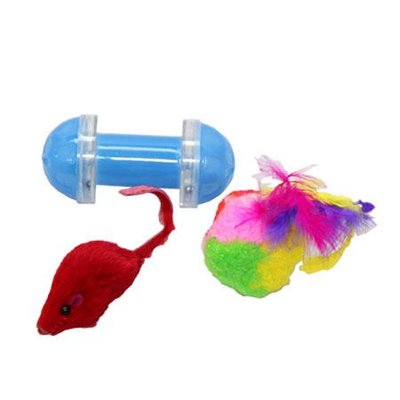 Набір іграшок для кішок миша з хутряним кулею з гантеллю 22150 фото