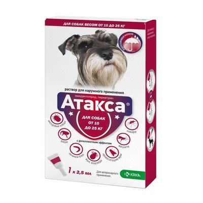 Атакса краплі для собак проти бліх спот-он КРКА 10-25 кг 68412 фото