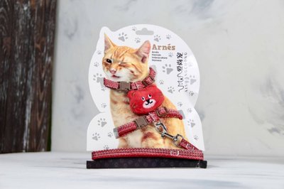 Комплект Котик, шлея з повідцем для кішки червона Об'єм грудей 29-43 см 70649 фото