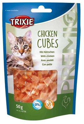 Premio Chicken Cubes курячі кубики для кішок, Тріксі 42706 Ласощі Esguisita Crisbits курячі кубики 50гр. 15057 фото