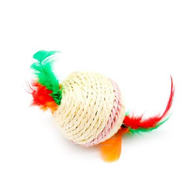 Когтеточка шарик с перьями малый S2031, Unizoo 6 см 51498 фото