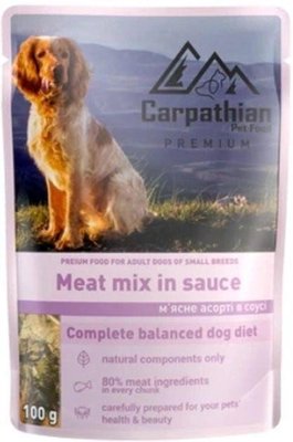 Carpathian Pet Food Вологий корм для собак — м'ясне асорті в соусі 100 г 69787 фото