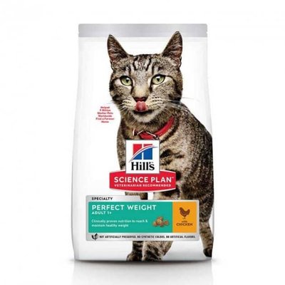 Hills SP Feline Adult Perfect Weight 1,5 кг корм для кішок, схильних до набору зайвої ваги з куркою 58797 фото