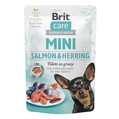 Brit Care Mini Dog pouch Вологий корм для собак з філе лосося та оселі в соусі 85 г. 68785 фото