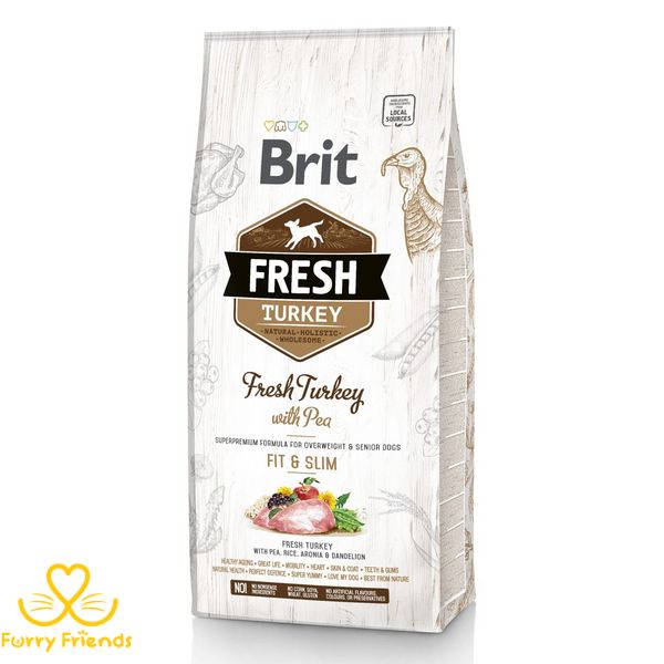 Brit Fresh (Бріт Фреш) Turkey & Pea Light Fit & Slim Adult 12 кг зі свіжої індичкою і горошком 30330314 фото