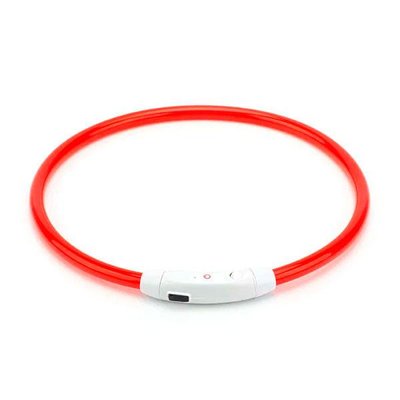 Нашийник для собак світний з USB-зарядкою 50 см Червоний 33331 фото