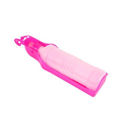 Портативная дорожная поилка для собак с емкостью для воды розовая 250 мл 73525 фото