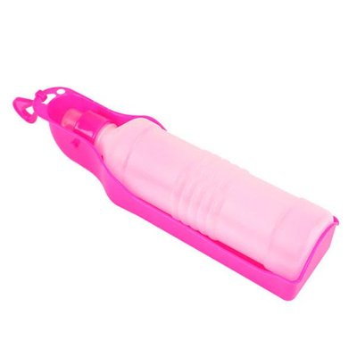 Портативная дорожная поилка для собак с емкостью для воды розовая 500 мл 73528 фото