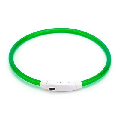 Нашийник для собак світний з USB-зарядкою 50 см Зелений 33334 фото