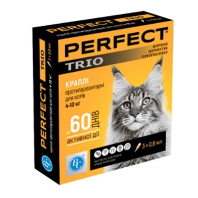 Перфект Trio краплі для кішок від бліх і кліщів 4-10 кг 0,8 мл 66908 фото