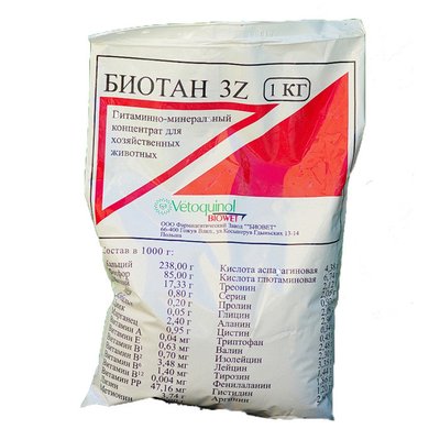 Биотан 3Z 1 кг вітам мінер добавка для тварин Польща 35686 фото