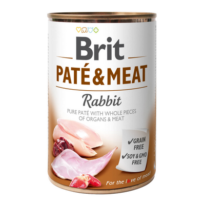 Brit Pate Meat Dog консерви для собак з кроликом 400г 54882 фото