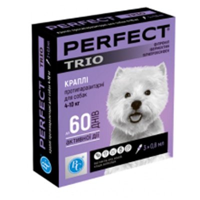 Перфект Trio краплі для собак від бліх і кліщів 4-10 кг 0,8 мл 66910 фото