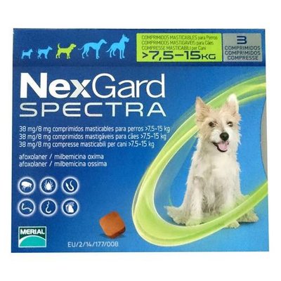 Nexgard Spectra (Нексгард Спектру) - таблетки для собак від бліх і кліщів M 7,5-15кг 3 таблетки 36964 фото