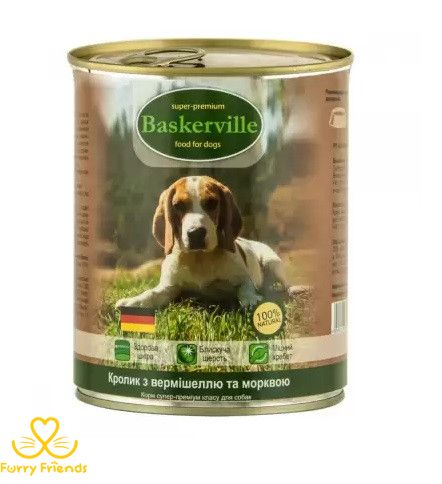 Baskerville КроликВермишельМорковь консервы для собак 400 гр 20031 фото