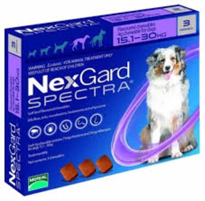 Nexgard Spectra (Нексгард Спектра) - таблетки для собак от блох и клещей L 15-30кг 3 таблетки 36965 фото