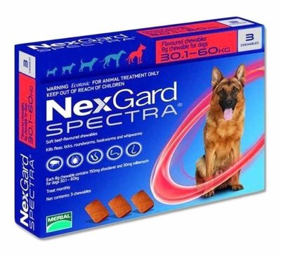Nexgard Spectra (Нексгард Спектру) - таблетки для собак від бліх і кліщів XL 30-60кг 3 таблетки 36966 фото