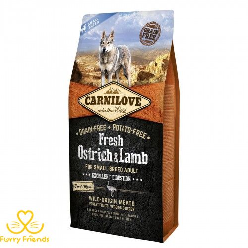 Сухий корм для дорослих собак дрібних порід Carnilove Fresh Ostrich & Lamb 6 кг (ягня та страус) 404411 фото