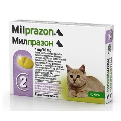 Милпразон 4 таблетки для кошек 4,0мг КРКА 0,5кг-2кг 55571 фото