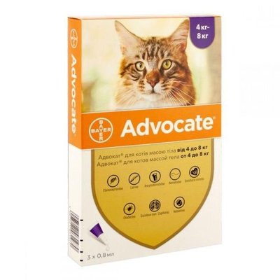 Bayer Advocate средство против блох и клещей для кошек, упаковка 4-8кг 50113 фото