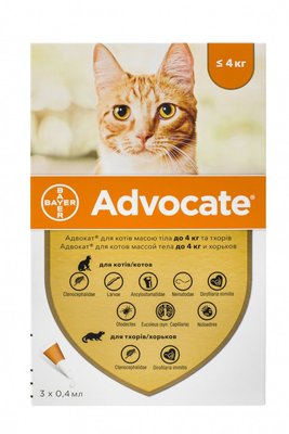 Bayer Advocate средство против блох и клещей для кошек, упаковка до 4кг 51186 фото