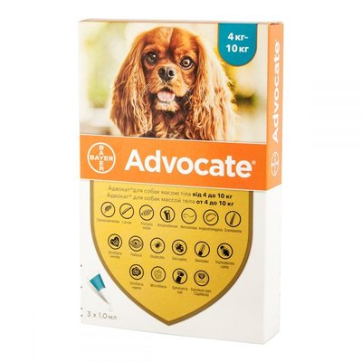 Advocate (Адвокат) капли от блох и клещей для собак 4 - 10кг 46650 фото