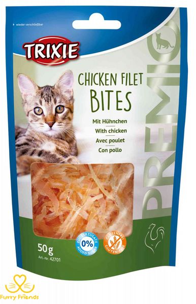 Premio Chicken Filet Bites шматочки курячого філе для кішок, Тріксі 42701 Ласощі для кішок шматочки філе 101146 фото