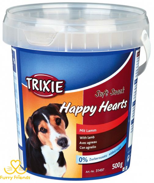 Happy Hearts ласощі для собак з бараниною 500 г, Тріксі 31497 Вітаміни для собак відро пласт Happy Hearts 14417 фото