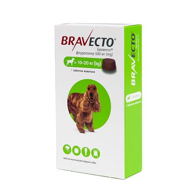 Таблетка Бравекто (Bravecto) для собак 10 - 20 кг 30635 фото