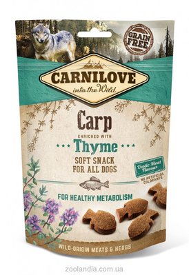 Ласощі Carnilove Dog Soft Snack для собак з карпом і чебрецем 200 г 73737 фото