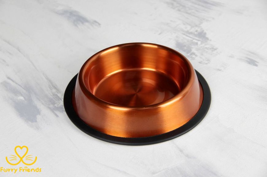 Миска для собак кольоровий метал на резинці d16см525мл 16994 фото