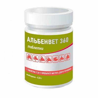 Альбенвет 360 антигельмінтний 40 таблеток альбендазол Ветсинтез 63727 фото