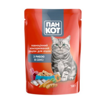 Пан-кіт консерви для кішок риба в соусі 100г ПАУЧ 56979 фото