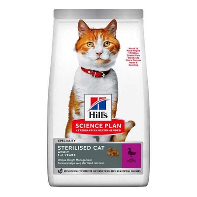 Hills SP Feline Adult Sterilised — Сухий корм із качкою для дорослих стерилізованих кішок 1,5 кг 71021 фото