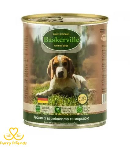 Baskerville КроликВермишельМорковь консерви для собак 800 гр 23194 фото