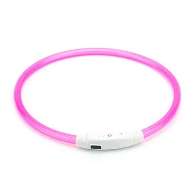 Нашийник для собак світний з USB-зарядкою 35 см Рожевий 72173 фото