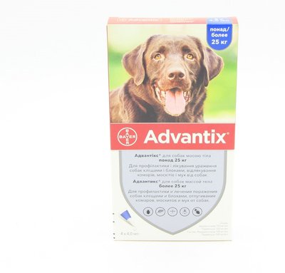 Адвантикс (Advantix) капли от блох и клещей для собак 25 - 40кг 1585 фото