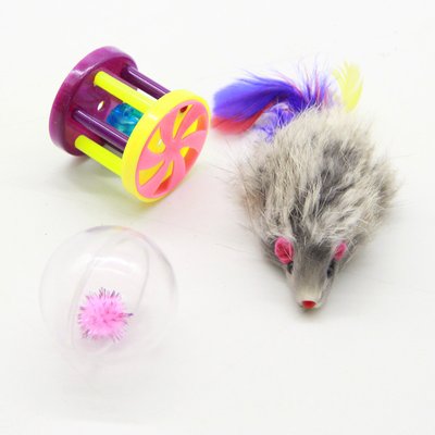 Набір іграшок для кішок миша, барабанчик і куля 22149 фото