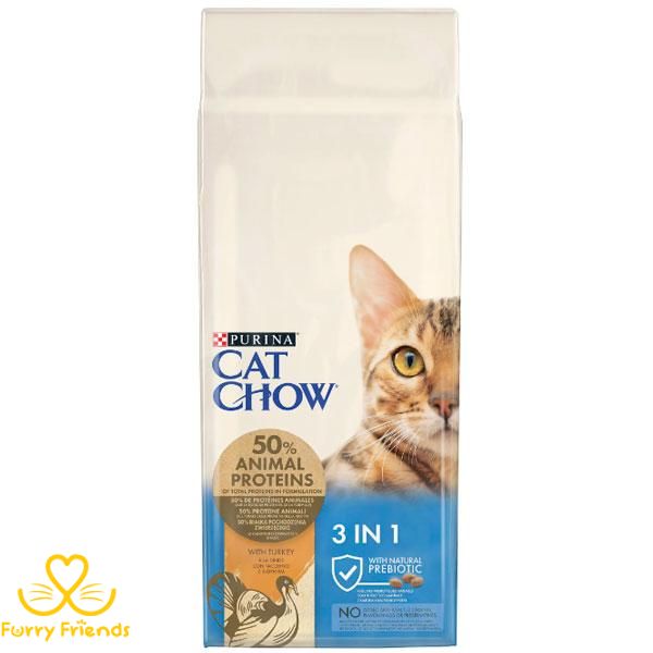 Cat Chow Feline 3-in-1 сухий корм для кішок з індичкою 15 кг 22682 фото