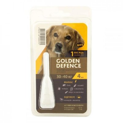 Голден дефенс капли для собак 1 пипетка против глистов и паразитов 30-40 кг 62298 фото