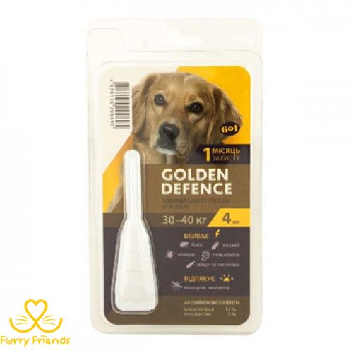 Голден дефенс краплі для собак 1 піпетка проти глистів і паразитів 30-40 кг 62298 фото