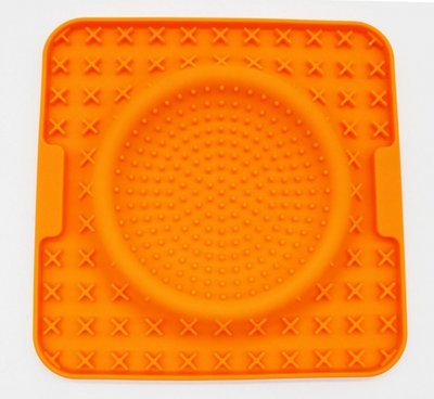 Килимок-тарілка для лизання жовтогарячий 20х20 см 78417 фото