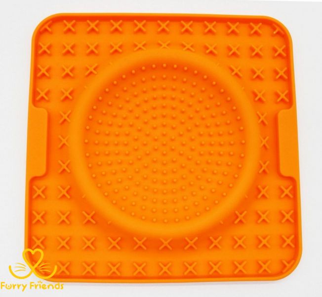 Килимок-тарілка для лизання жовтогарячий 20х20 см 78417 фото