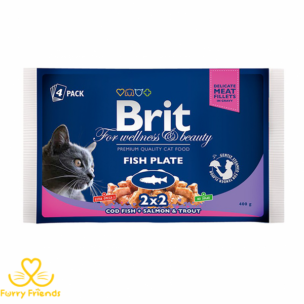 Brit Premium Cat pouch рибна тарілка 400г 31652 фото