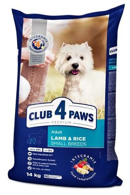 Акция CLUB 4 PAWS Сухой корм для собак малых пород с ягненком и рисом 14кг (-15) 74474 фото