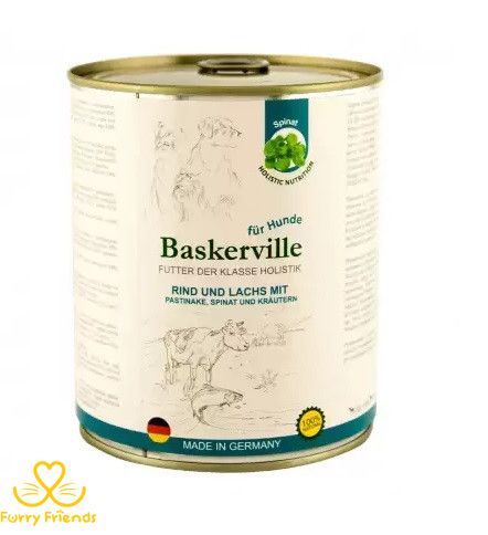 Баскервіль Консерви для собак Лосось і яловичина з пастернаком, зеленню і шпинатом 800 г 41130 фото