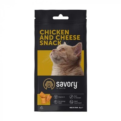 Лакомство SAVORY Snack для кошек с курицей и сыром 60гр 74336 фото