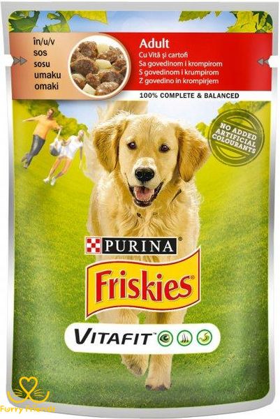 Friskies консервы для собак с говядиной и картофелем в подливе 100г 800823 64992 фото