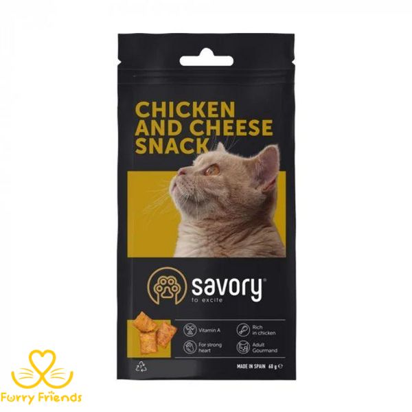 Лакомство SAVORY Snack для кошек с курицей и сыром 60гр 74336 фото